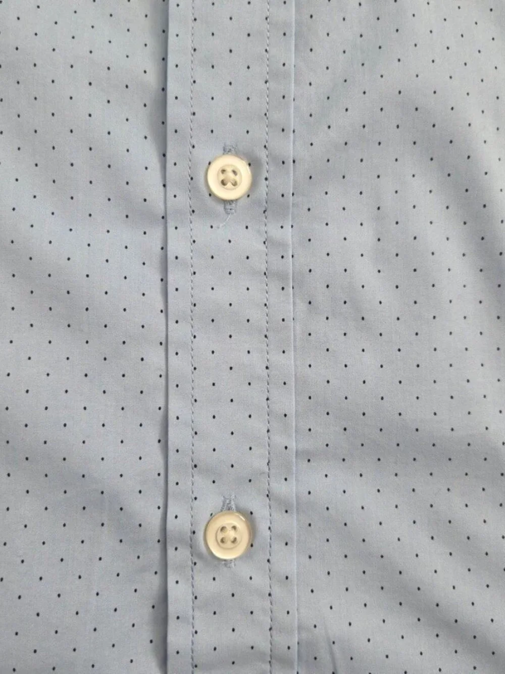 Banana Republic Slim Tech Stretch Cotton Shirt Mens Medium Blue Polka Dot Button